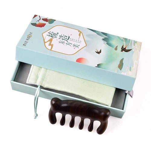 TAN MUJIANG Wooden Hair Comb Massage Cute Bear