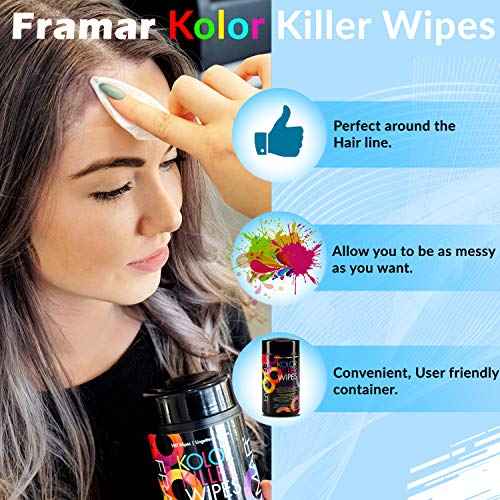 Framar Kolor Killer Wipes ? Hair Dye Remover For Skin, Hair Color Remover For Dyed Hair, Gentle on Skin, Pleasant Scent ? Wipes Dispenser of 100