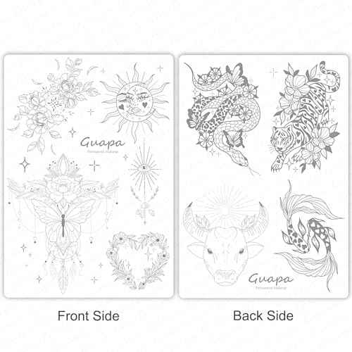 2pcs Silicone Pre Printed Tattoo Practice Skin with 9 Exquisite Tattoo Designs