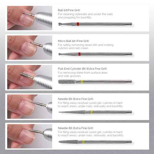 MelodySusie 10pcs Nail Drill Bits Set, 3/32 Inch Diamond Cuticle Nail Bits Kit for Nail Drill E-File, Manicure Pedicure Remover Tools for Acrylic Gel Nails, Salon Home Nail Care Supplies, Silver