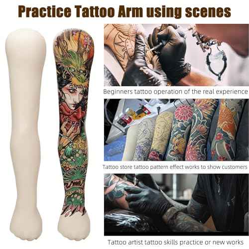 HUOXOU Silicone Arm, Tattoo Practice Arm, 24.8 inch 1:1 High Simulation Tattooing Skin, Fake Arm, Silicone Hand, Tattoo Skin Practice, Easy to Color, White