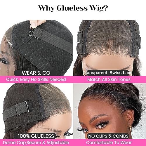 ISEE Hair Glueless Wear and Go Wigs for Beginners Lace Front Wigs for Black Women Human Hair Short Straight Bob Human Hair Wigs Lace Pre Cut Wig 12 Inch