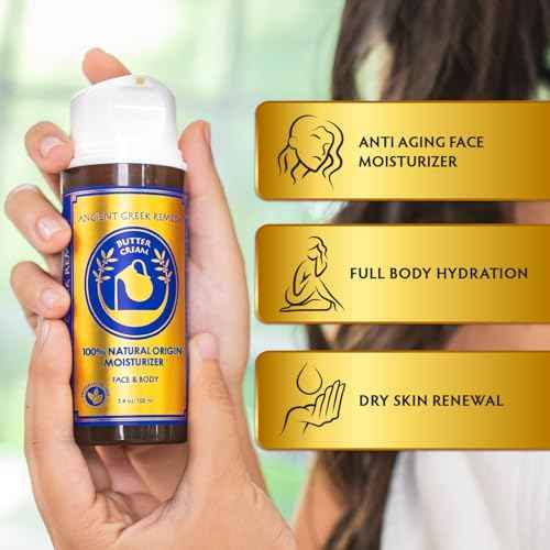 Ancient Greek Remedy Anti Aging Face Moisturizer for Women - Organic Face & Body Butter Cream for Dry Skin with Almond, Jojoba, Olive, Rosehip, Vitamin E & Lavender Oil. Natural Day & Night Cream