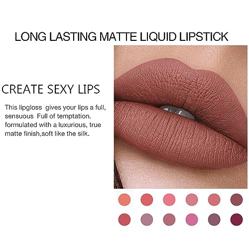 BONNIE CHOICE 18Pcs Matte Liquid Lipstick Set, Waterproof Long Lasting Non-Stick Cup Nude Lipstick Dark Red Lipstick for Women 24 Hour High Pigmented Lip Gloss Set Christmas Day Gifts for Women