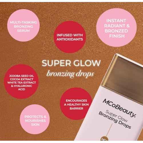 MCoBeauty - Super Glow Bronzing Drops - Effortless Face Tan with Shimmer Formula - Face Care, Bronze Drops - Contains Hyaluronic Acid, White Tea Extract, Cocoa Extract and More