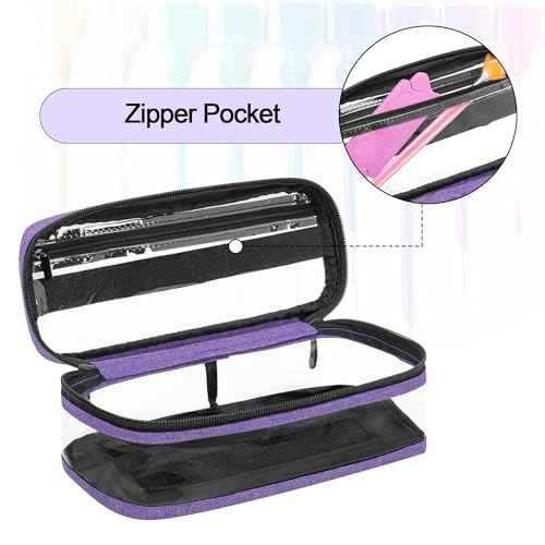 BAFASO Small Clear Nail Polish Organizer Case Holds 12 Bottles (15ml - 0.5 fl.oz), PVC Nail Polish Storage with a Removable Inner Pouch (Bag Only), Purple (Patented)
