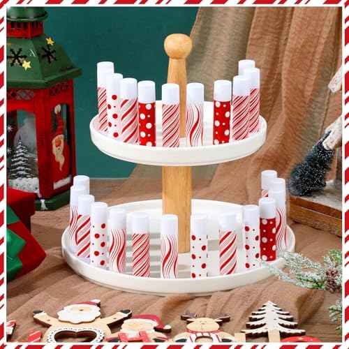 25 Pcs Christmas Candy Flavor Lip Balms Bulk Holiday Peppermint Candy Flavor Lip Balms Christmas Party Gifts Stocking Stuffers Bulk Thank You Gifts for Employee Staff Coworkers Teacher