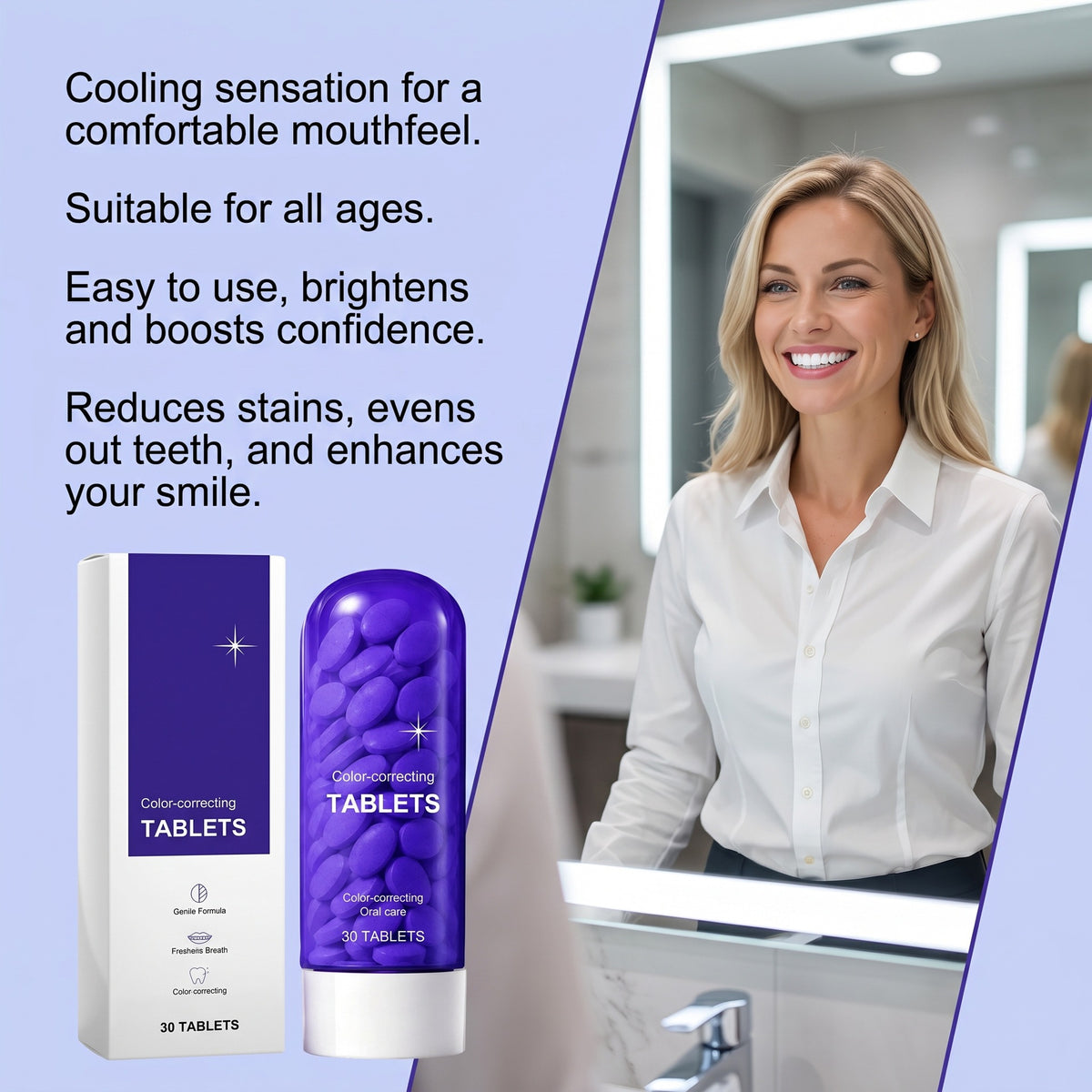 Mint Refresh Toothpaste Tablets for Oral Care - 30 Count