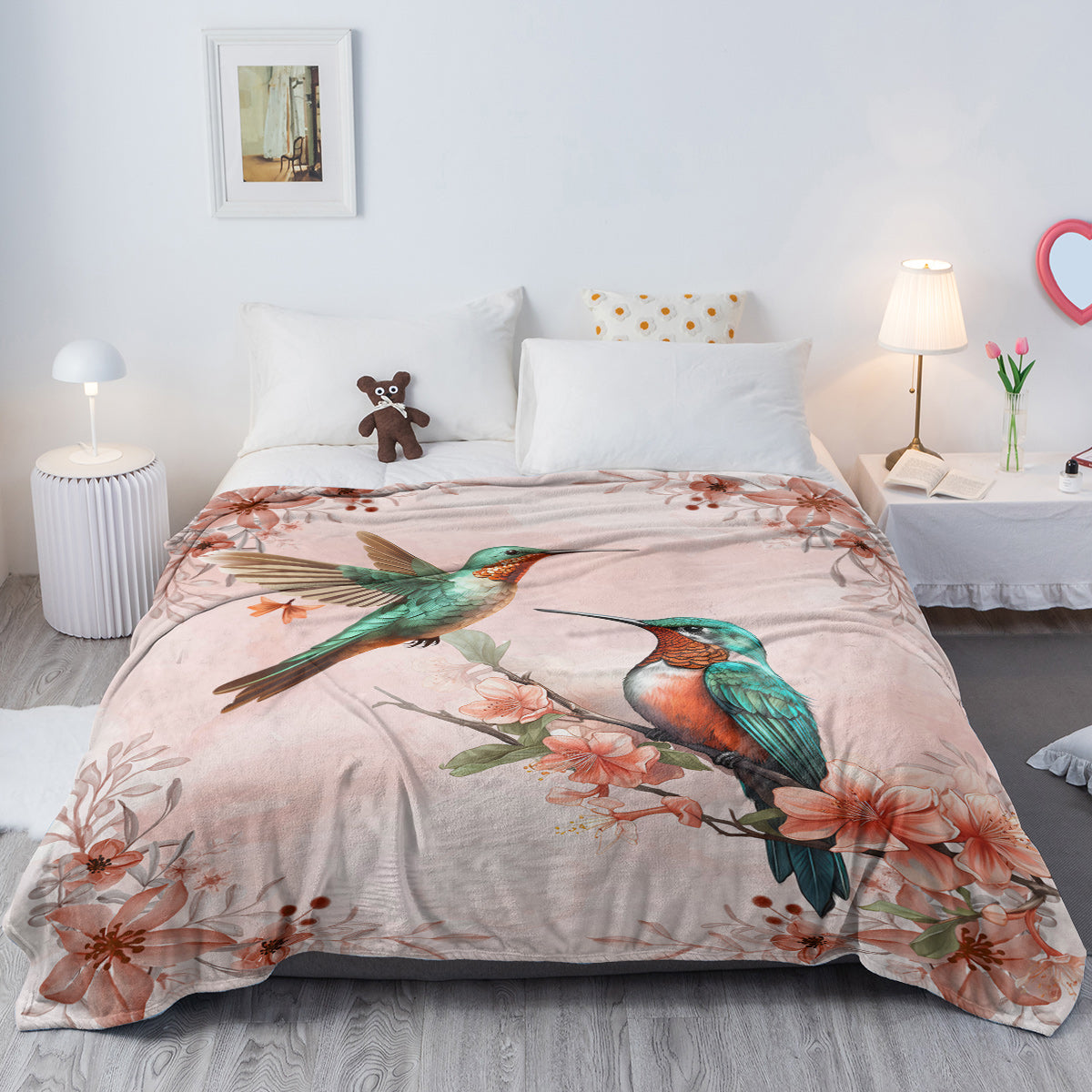 Multifunctional Floral Fleece Throw Blanket - Soft, Warm & Fluffy Outdoor & Home Use