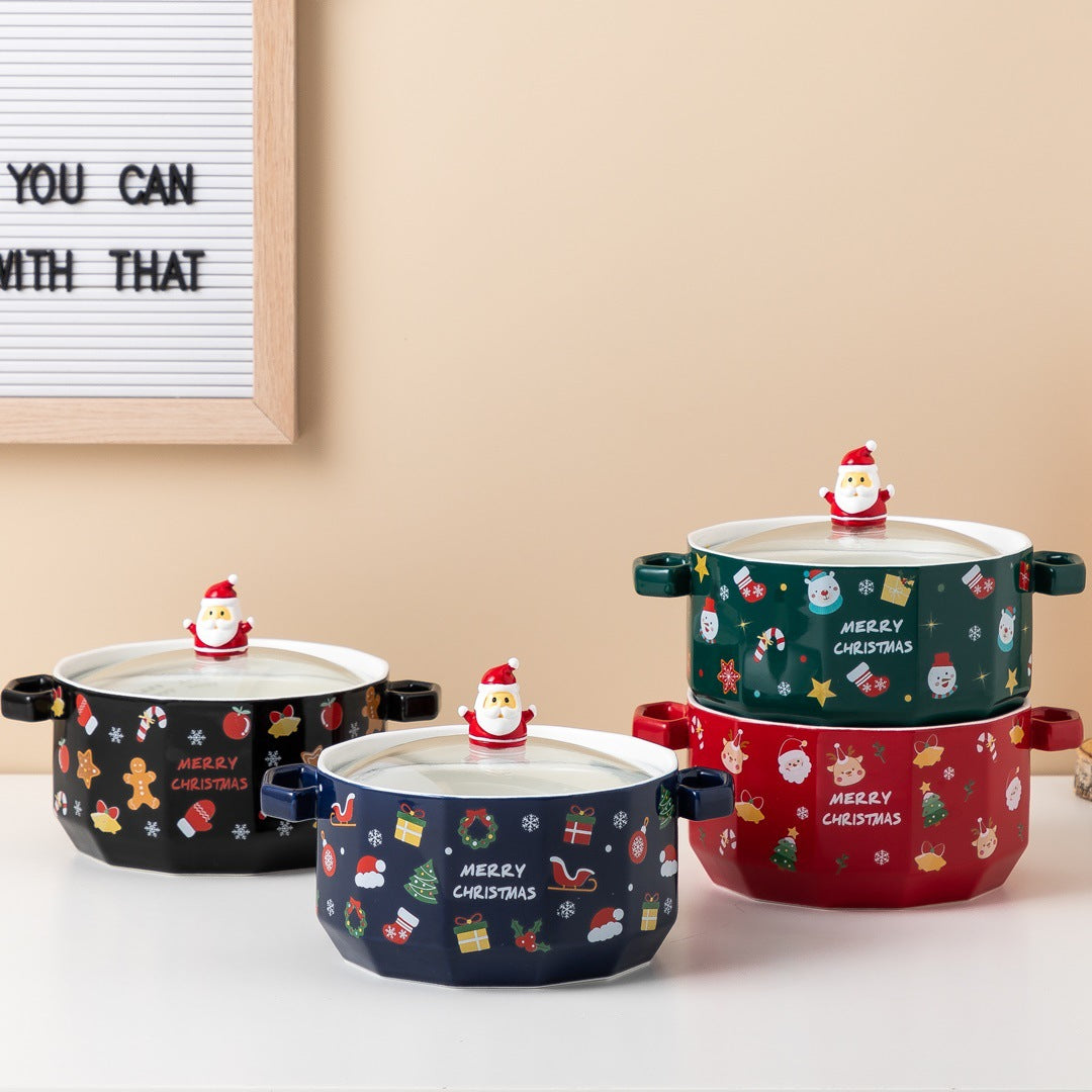 Creative Ceramic Rice Bowl with Cartoon Design - Salad & Dining