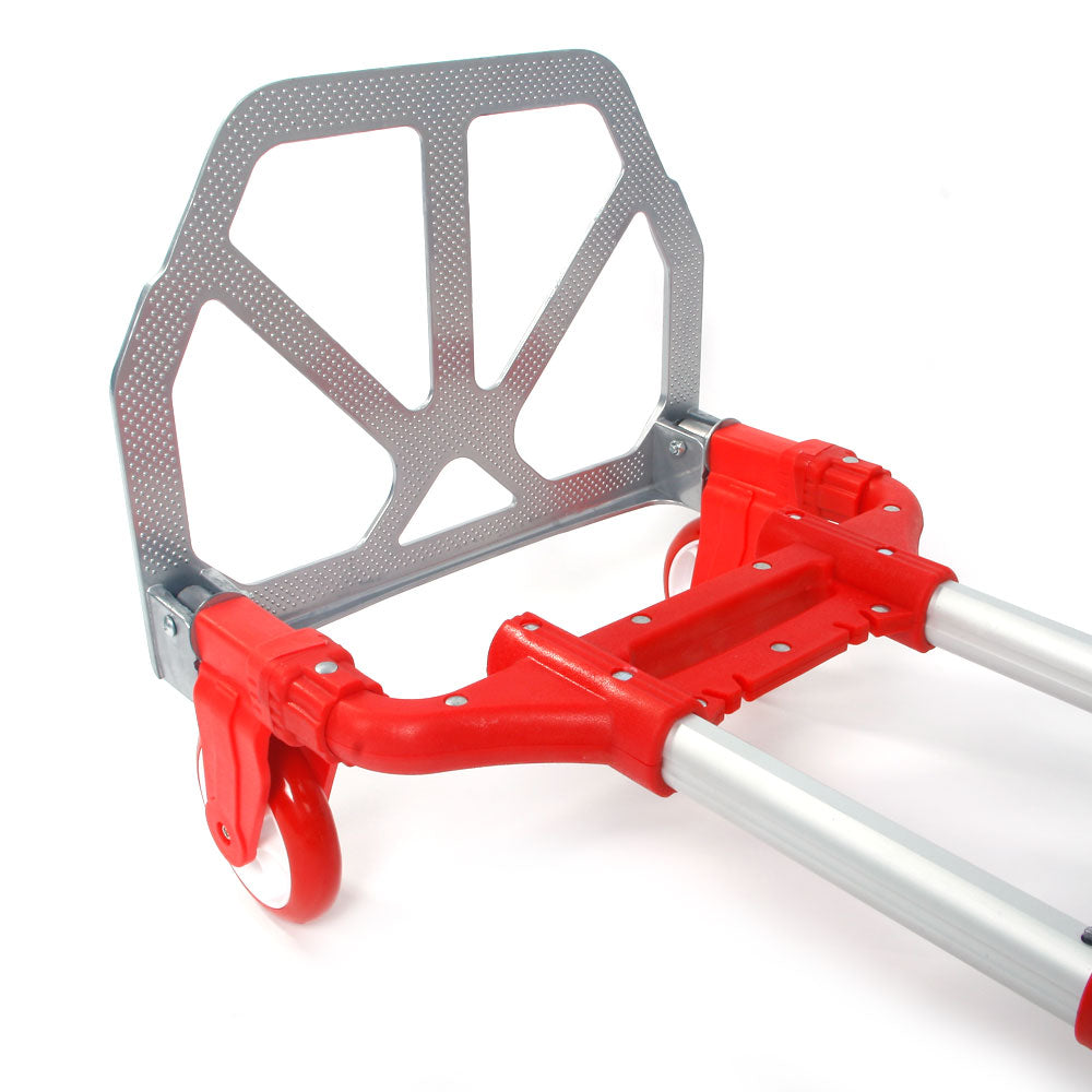 Foldable Aluminum Hand Truck with 165 lbs Capacity - Red Portable Trolley