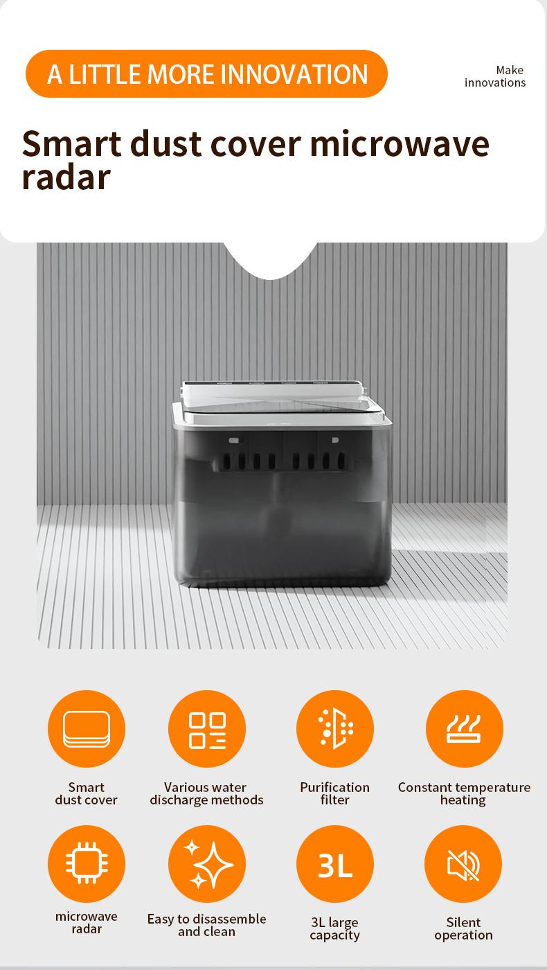 Wireless Rechargeable Stainless Steel Cat Water Fountain 3L