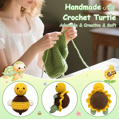 Funny Positive Turtle for Women Men - Inspirational Birthday Gifts for Friends, Mom, Sisters, Coworkers, Crochet Turtle with Encouragement Card, Cute Home Decor Emotional Cheer Support