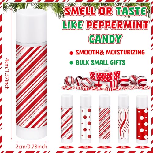 150 Pcs Christmas Candy Flavor Lip Balms Bulk Holiday Peppermint Candy Flavor Lip Balms Christmas Party Gifts Stocking Stuffers Bulk Thank You Gifts for Employee Staff Coworkers Teacher