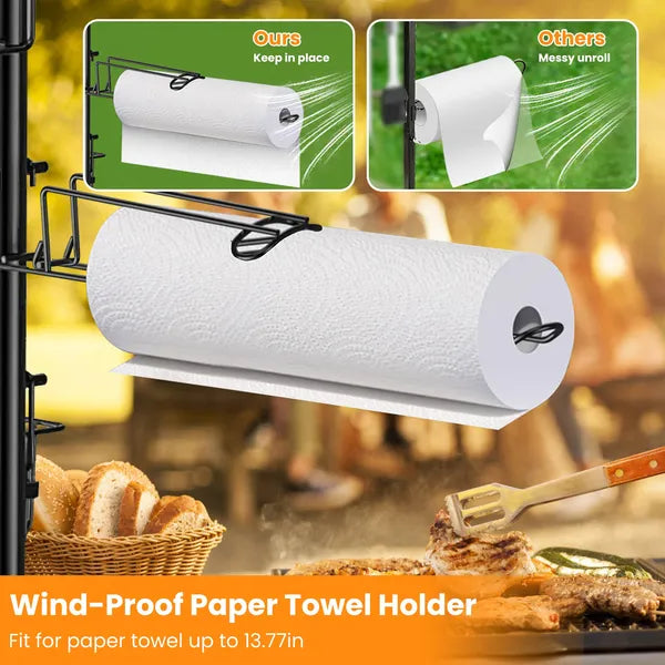 Griddle Caddy with Paper Towel Holder & Storage Baskets