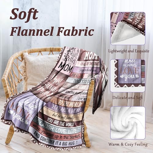 Mothers Day Blanket Gifts for Mom, Mom Birthday Gifts, Mom Gift from Daughter Son, Mom Gift for Christmas Throw Blanket 80"x60", Gifts for Moms who Have Everything