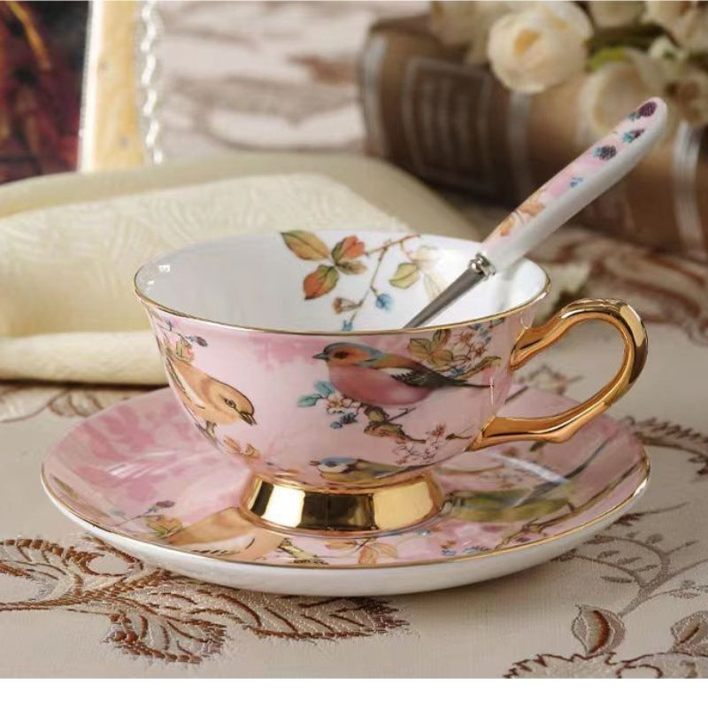 European-Style Ceramic Coffee Cup and Saucer Set - Chic Tea Drinkware