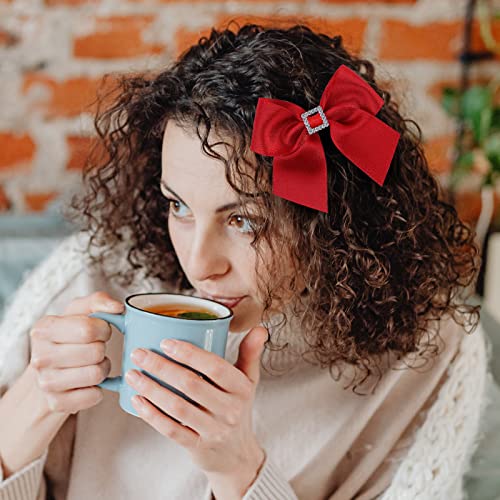 Red Valentine¡¯s Day Hair Clips,Glitter Grosgrain Hair Bows with Rhinestones,Boutique Valentine Christmas School Hair Accessories for Kids Girls Toddler