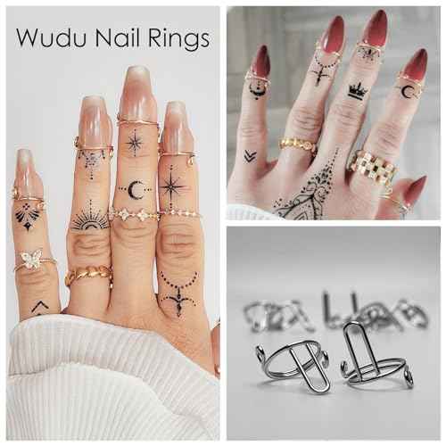 10 Pcs Wudu Nail Rings Adjustable Fingernail Rings Reusable Nail Rings Non-Tarnish For Daily Wear Press on Nails with No Glue For Nails Art DIY Decoration