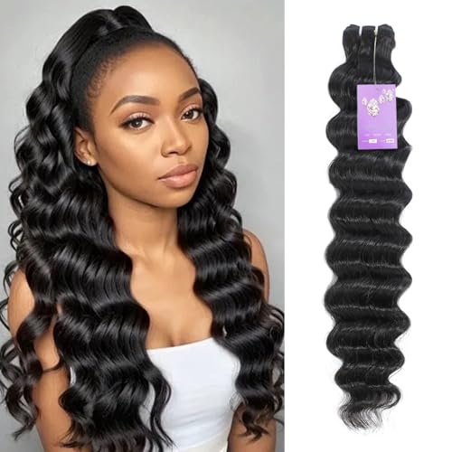 FASHION PLUS Raw Human Hair Bundles, Loose Deep Wave Bundles Human Hair 14 Inch Loose Wave Bundles Human Hair Real Raw Bundles Thick and Soft, Triple Lifespan 1 Bundle