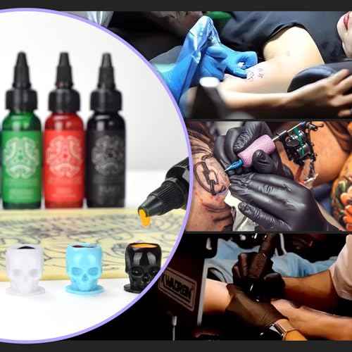 ATOMUS 20pcs Tattoo Cartridge Needles 1203RL Purple Tattoo Needles for Tattoo Gun Pen Liner Pattern with Disposable Skull Ink Cups for Pen Rotary Machine Tattoo Supplies (3RL)