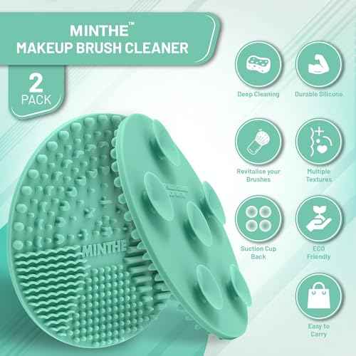 MINTHE¢â Makeup Brush Cleaner Mat | 2 Pack | Silicone Make up Cleaning Pad