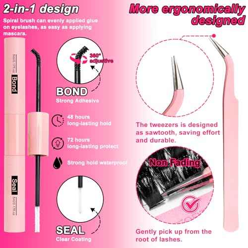 Manga Lash Clusters Kit 100D Eyelash Clusters with DIY Spikes 13-19MM Spiky Volume Cluster Eyelash Extensions Wispy Individual Lash Extensions Kit Anime Lashes Cluster Bond & Seal Tweezer by MilyBest