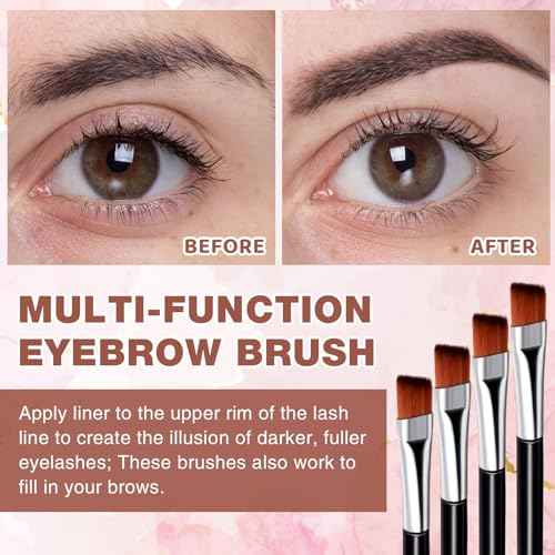 Gerrii 100 Pieces Disposable Angled Eyebrow Brushes Eye Liner Brush Disposable Angle Brushes Tinting Brushes for Women Girls Salon Beauty Cosmetic Make up Tool Esthetician Supplies(Silver)