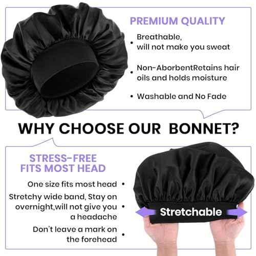 Silk Bonnet for Men, Satin Bonnet Elastic Band Silk Sleep Cap Soft Adjustable Hair Cap Hair Wrap for Women Sleeping
