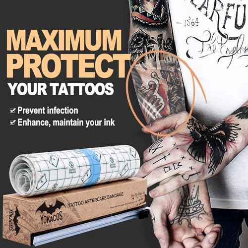 Tattoo Aftercare Bandage Roll, with Sliding Cut 6 Inch x 2.2 Yards, Second Skin Tattoo Cover Protection Transparent Film Dressing Waterproof Breathable Stretch Tattoos Supplies