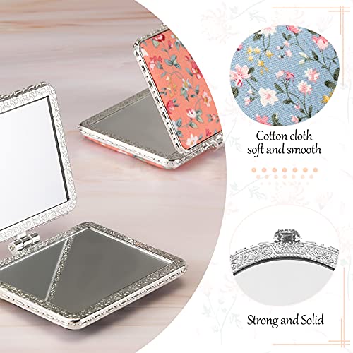 8 Pieces Flower Compact Mirror for Purse Bulk Small Compact Mirror Gift Makeup Floral Pocket Retro Folding Portable Travel Accessories for Women Girls Christmas Gifts