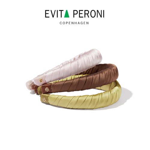 EVITA PERONI Black Mulberry Silk Fabric Wide Hard Hair Wrap Band Headband Accessories for Women-Mustard Green