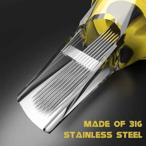 50Pcs Tattoo Cartridge Needles Assorted Mixed Size #12 Standard Round Liner Shader Curved Magnum -5Pcs Each of 3RL 5RL 7RL 9RL 5RS 9RS 9M1 15M1 9RM 15RM with Membrane Safety Cartridges for Tattoo Gun