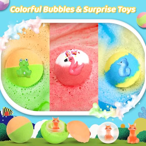 30 Bath Bombs for Kids with Toys Inside, Kids Bath Bombs Gift Set with 30 Sea & Land & Sky Animal Surprise Toy, Bubble Bath Toys, Christmas Gifts for Girls Boys, Stocking Stuffers