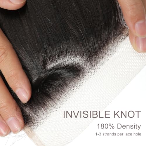 13x4 Straight Frontal Transparent HD Closure Human Hair Brazilian Virgin Hair Ear To Ear Lace Frontal Closure Pre Plucked With Baby Hair Natural Colo 20inch