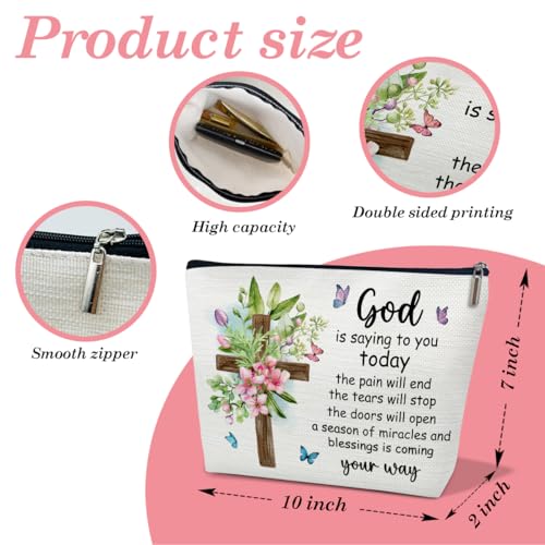 Inspirational Christian Gifts for Women Her - Religious Gifts for Women - God Is Saying to You Today Makeup Bag Cosmetic Bag