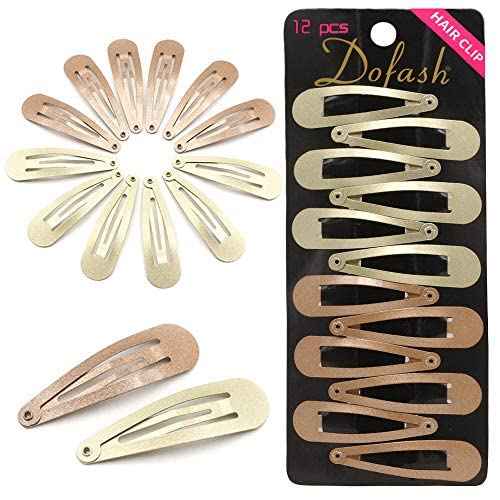 KWONG Dofash 5CM/2IN Metal Snap Hair Clips for Women & Girls, 12 Count/Caramel Blonde