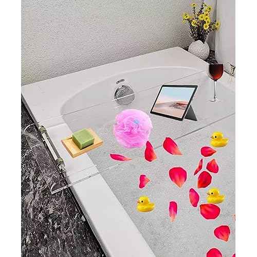 WANLIAN 33-Inch Luxury Bathtub Caddy Tray for Bathroom - Shower Storage Organizer Shelf With Silver Handles