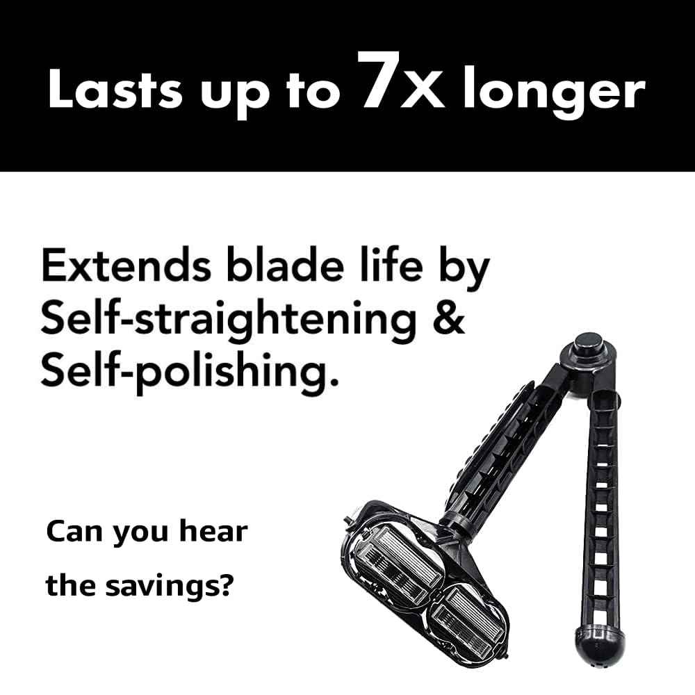 OmniShaver Ergonomic Maintenance Back Shaving Kit - Extendable Handle with Dual Shave Heads for Easy Reach - Includes Lotion Spreader - Self-Cleaning & Self-Stropping - Maintenance Back Shaver for Men