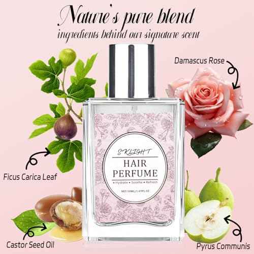 Hair Perfume for Women, Pheromones Perfumes Oil & Hair Shine Body Spray With Long-Lasting Rose Floral Fragrance, Nourishing & Hydrating Portable Daily Rose Body Mist, Light Perfume Gift for Women 50ML