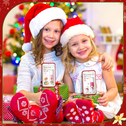 100 Pack Christmas Lip Balms Bulk Christmas Party Gifts Favors Stocking Stuffers Holiday Lip Balms Employee Staff Team Appreciation Gifts Thank You for Teacher Coworkers (Cute)