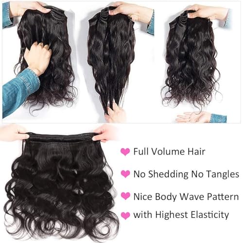 Brazilian Body Wave 4 Bundles Human Hair - 18, 18, 20, 20 Inch Unprocessed Human Hair Bundles - Natural Black Color Body Wave Hair Extensions