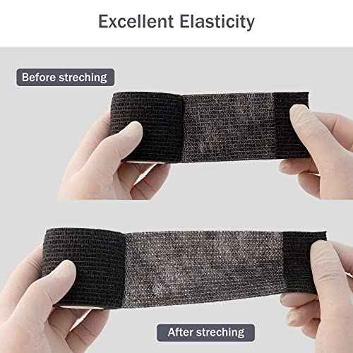 EZ Tattoo Grip Tape - 24PCS (1inch x 5 Yard) Black Self Adhesive Bandage for Wrist & Ankle Sprain Swelling, Disposable Roll Tattoo Grip Tube Tape for Tattoo Machine and Tattoo Supplies Pet Bandage