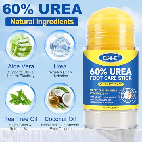Urea Cream 60% Urea Cream 60% Foot Care Stick Deeply Moisturising and Fast Absorbing Gentle Exfoliation for Dry, Cracked Heels & Thickened Skin