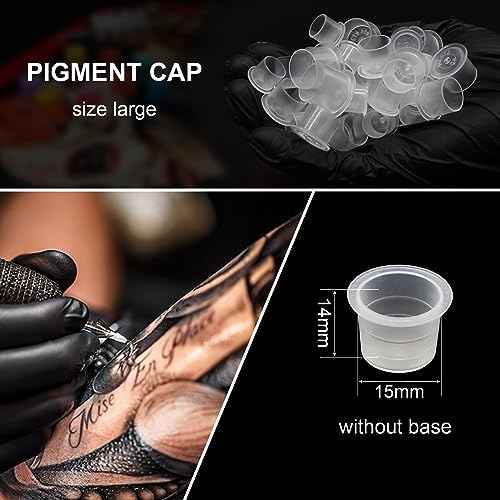1Pcs 7 Holes Hard Skull Resin Ink Cup Holder with 100pcs #15 Large Ink Caps for Tattoo Artist Gift