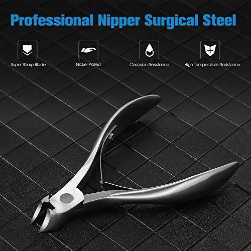 FERYES Toenail Clippers for Ingrown,Thick Toenails, 4R13 Stainless Steel Large Handle Fingernail Clipper,Nail Clipper - Silver
