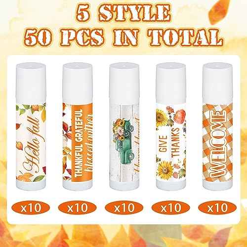 25 Pcs Hello Fall Autumn Lip Balms Favors Bulk Fall Halloween Thanksgiving Lip Balm Party Gifts Basket Stuffers Small Thank You Appreciation Gift for Women Men Staff Coworkers