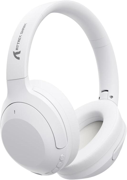 ATTACK SHARK G300 Active Noise Cancelling Wireless Headphones, Ultra Light Foldable Over-Ear Wired/Bluetooth Headset, 20H Playtime, Built-in Mic Hands Free Talking for Travel, Office, Home - Purple