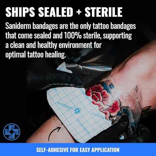 Saniderm Tattoo Aftercare Bandage 3 Sheets (Large Pack, 8 in x 10 in) ? Convenient, Faster Tattoo Healing and Protection ? Sterile, Waterproof, and Latex-Free