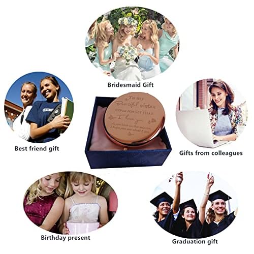 Friend Mirror to My Sisters Frosted Compact Mirror from Sister Brother Friendship Graduation wedding Gifts for Her Best Friend Birthday Gifts,Sentimental Friend Gift Ideas for Sisters Women